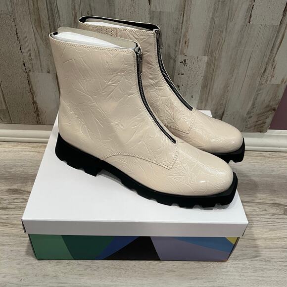 New! Katy Perry THE DAARLING COMBAT BOOT CHALK Zip Detail Faux Leather Womens 11 - Picture 1 of 5